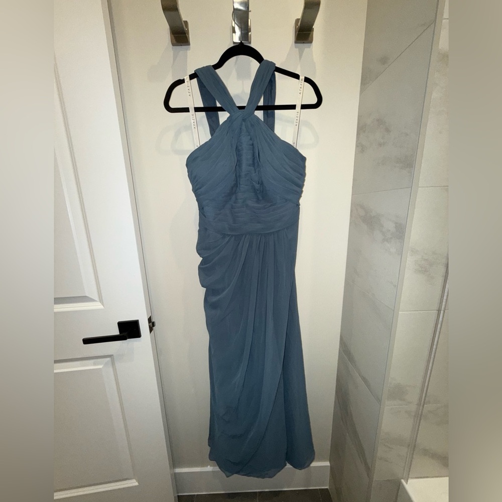 Azazie size A14 dusty blue bridesmaid dress